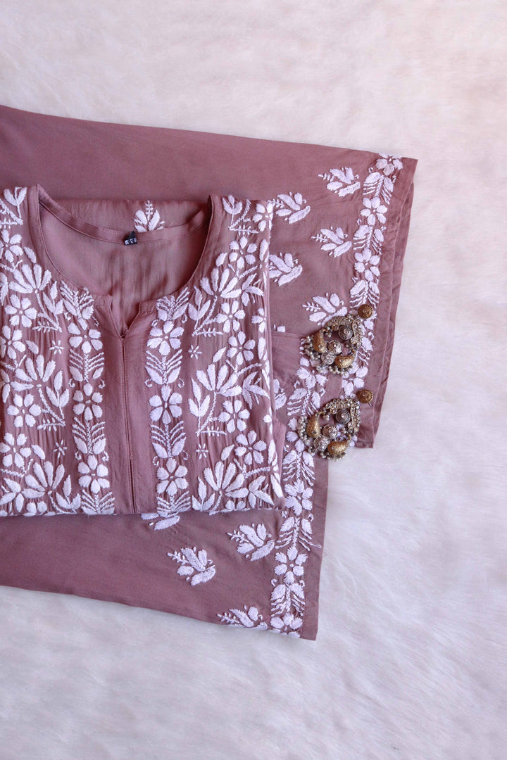 Saanjh Dusty Mauve Rayon Kurta Pant set