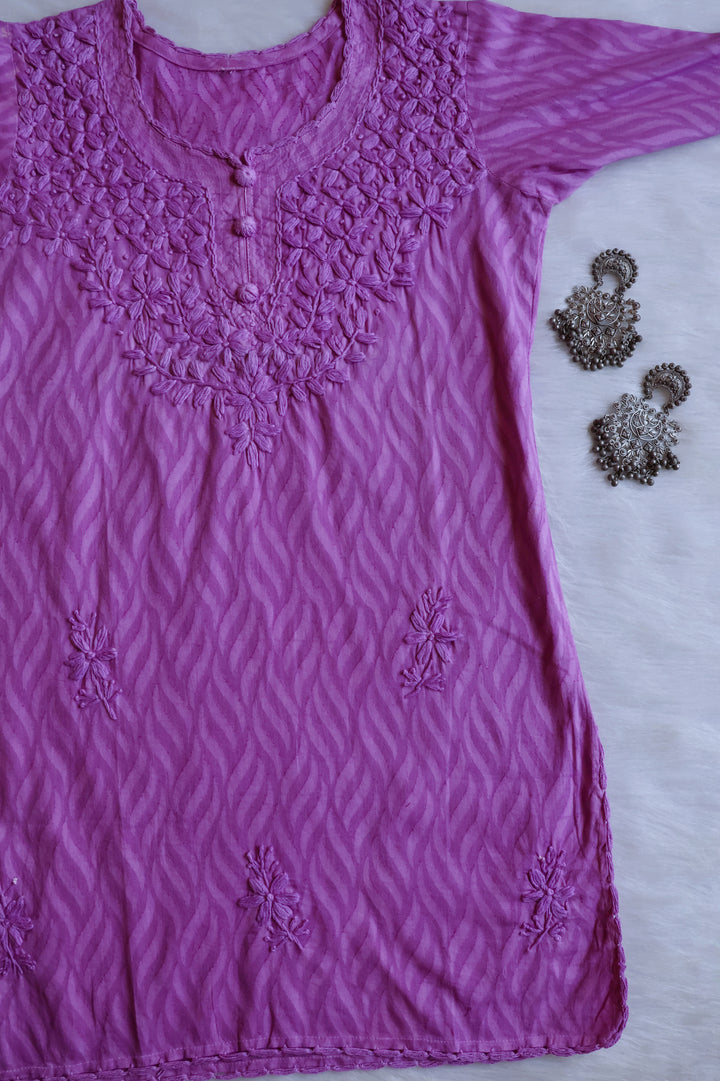 Zaina Lavender Short Jacquard Cotton kurta