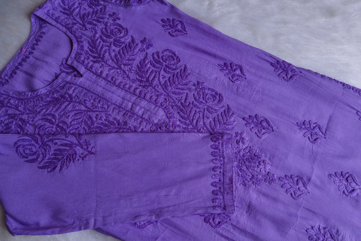 Zenara Purple Chanderi Kurta