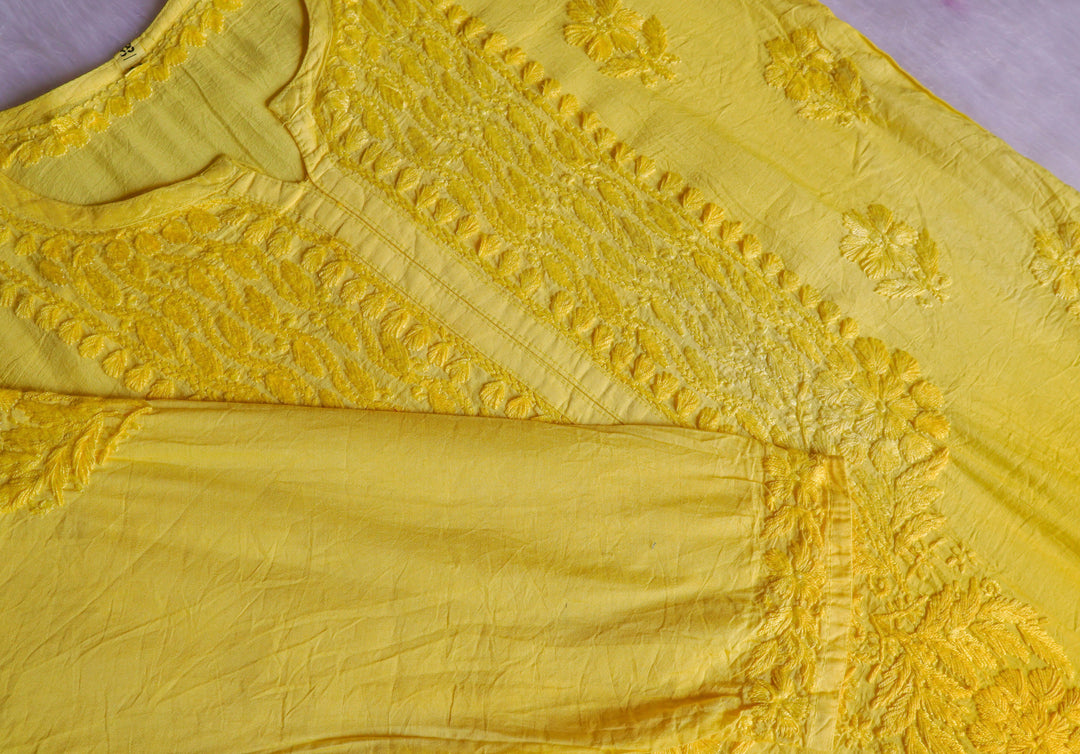 Dilnoor Lemon Yellow Chanderi Ombre Kurta
