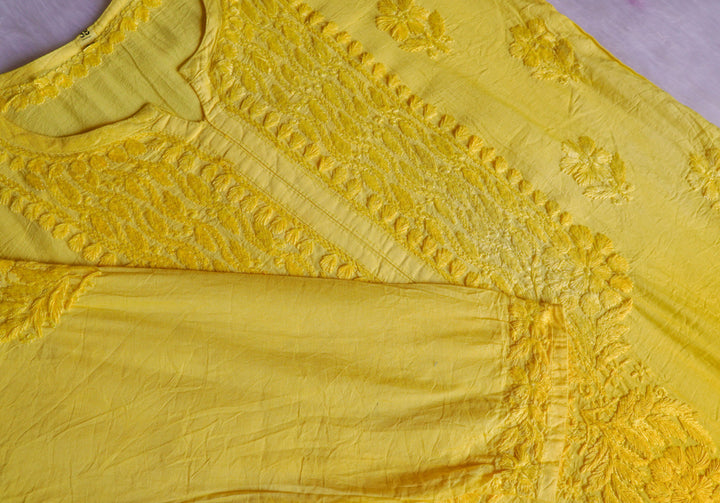 Dilnoor Lemon Yellow Chanderi Ombre Kurta