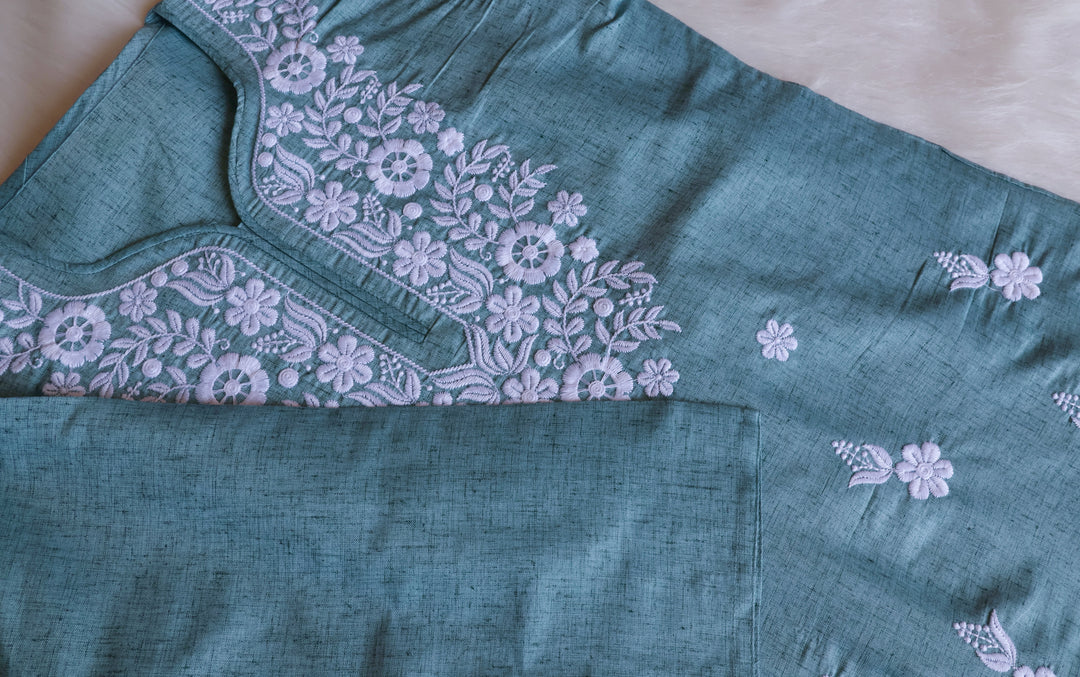 Taraa Sea Blue Cotton Kurta