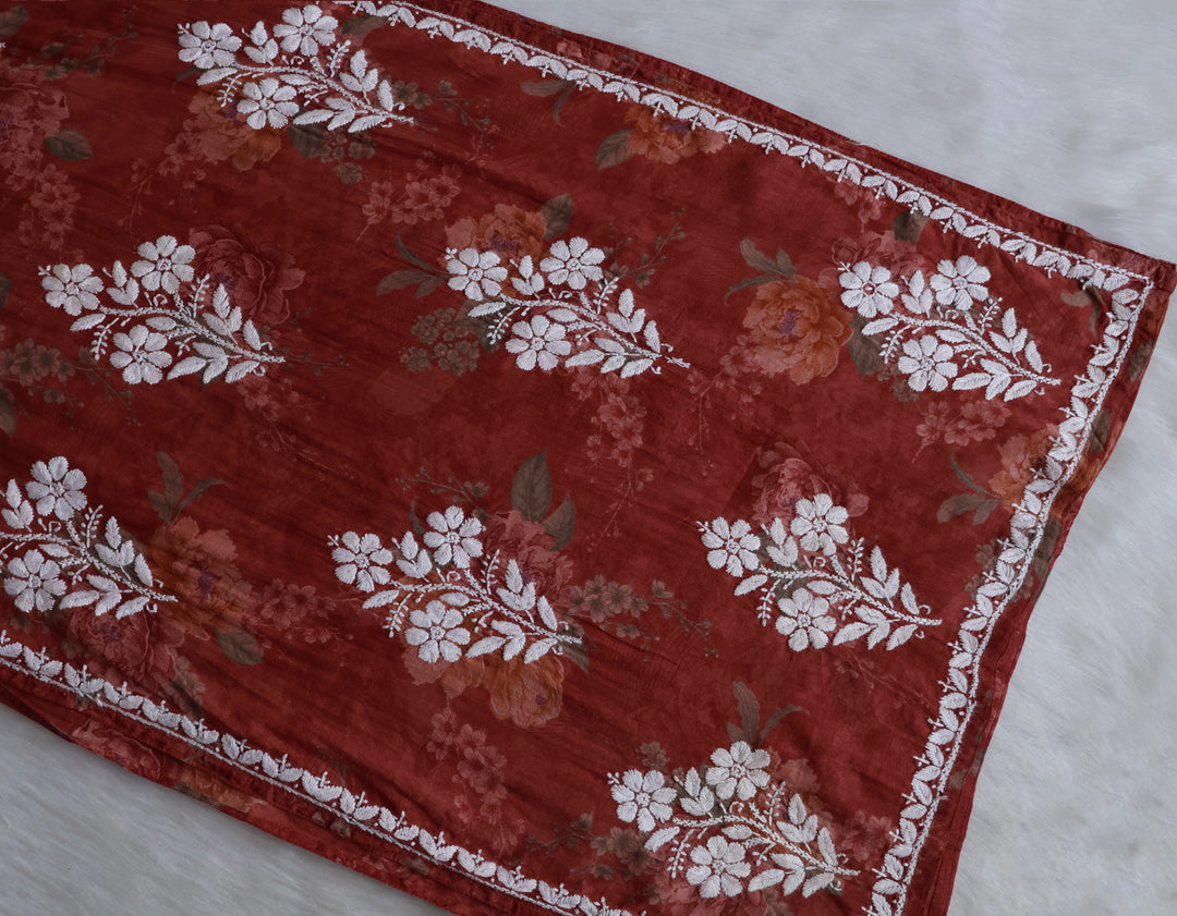 Dahlia Premium Rose Brown Floral Long MulMul kurta