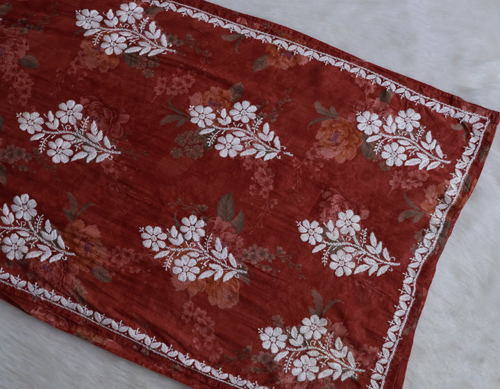 Dahlia Premium Rose Brown Floral Long MulMul kurta
