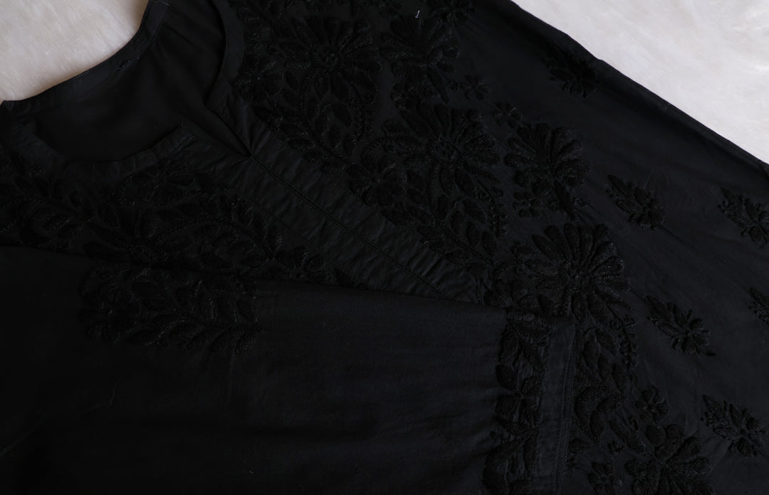 Anah Black Pure Cotton Kurta