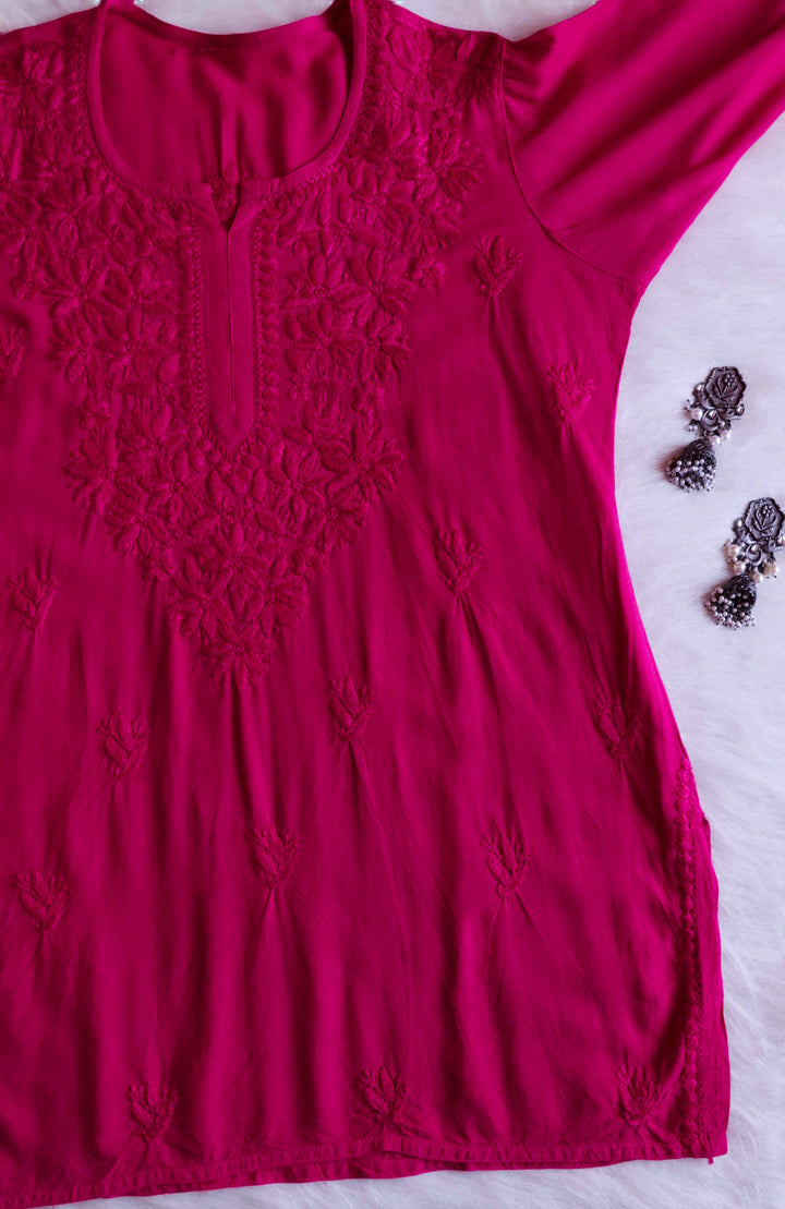 Nora Deep Pink Short Rayon Kurta