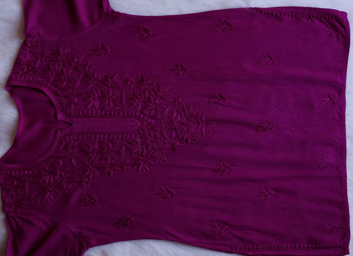 Nora Wine Purple Short Rayon Kurta
