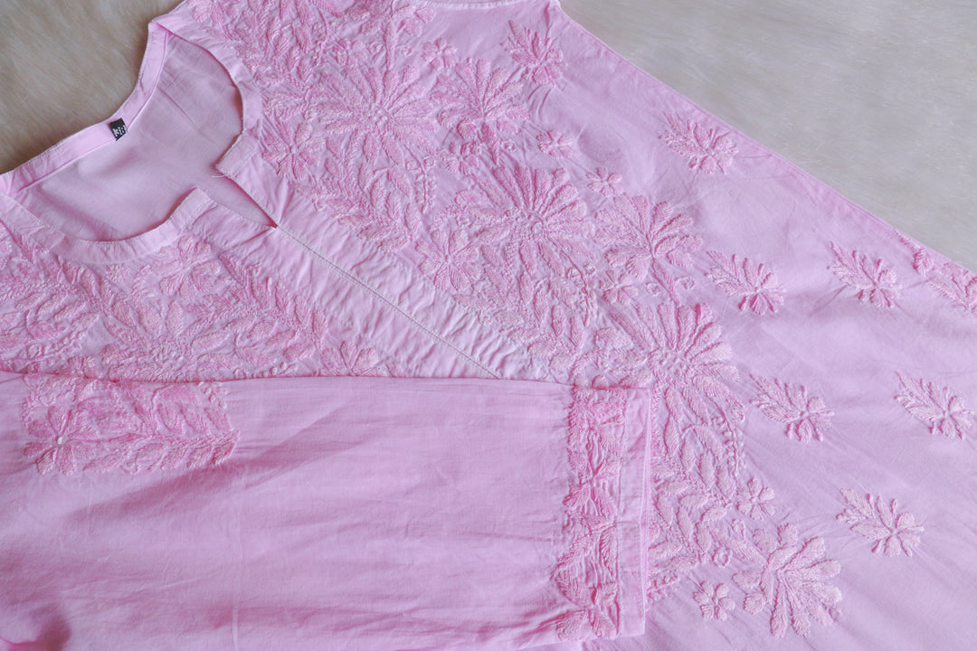 Anah Baby Pink Pure Cotton Kurta