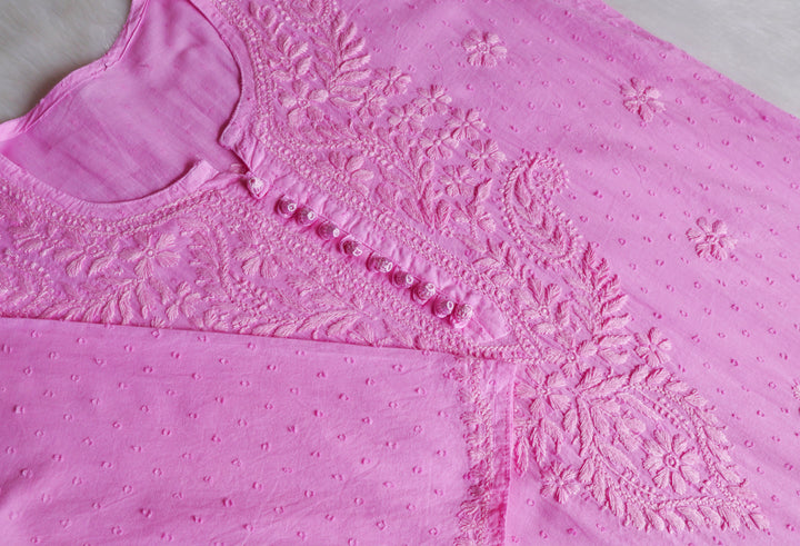 Nazakat Baby Pink 3 Piece Cotton Kurta set