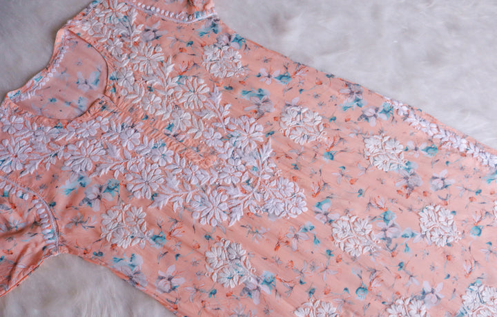 Dahlia Peach Pure Mulmul set