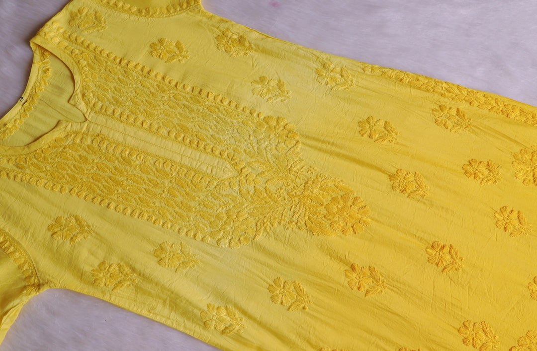 Dilnoor Lemon Yellow Chanderi Ombre Kurta