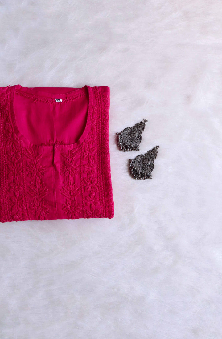 Zaira Deep Pink Long Cotton Kurta
