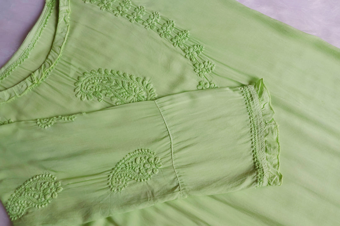 Zamda Afghani Lime Green Pure Modal Set