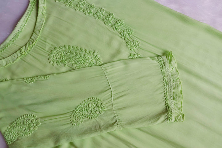 Zamda Afghani Lime Green Pure Modal Set