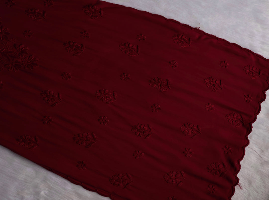 Gul Maroon Scalloped Long Rayon Kurta