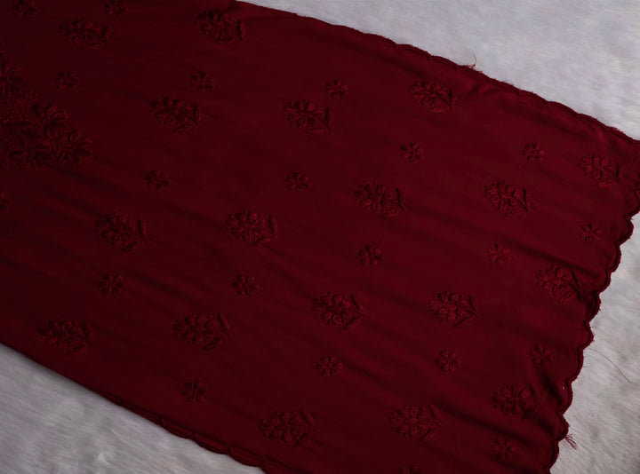 Gul Maroon Scalloped Long Rayon Kurta
