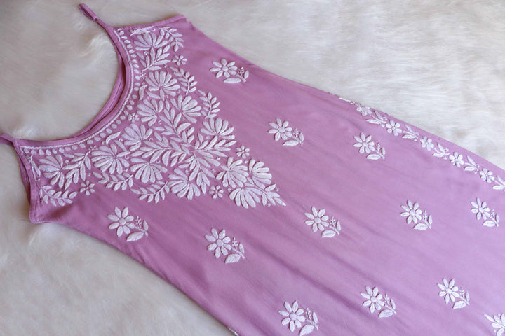 Mirha Dusty Lavender Sleeveless Rayon Kurta