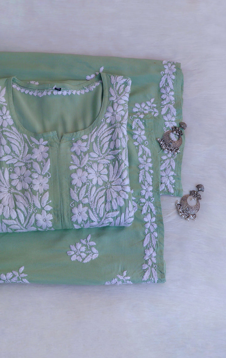 Ayesha Sage Green Rayon Kurta Pant set