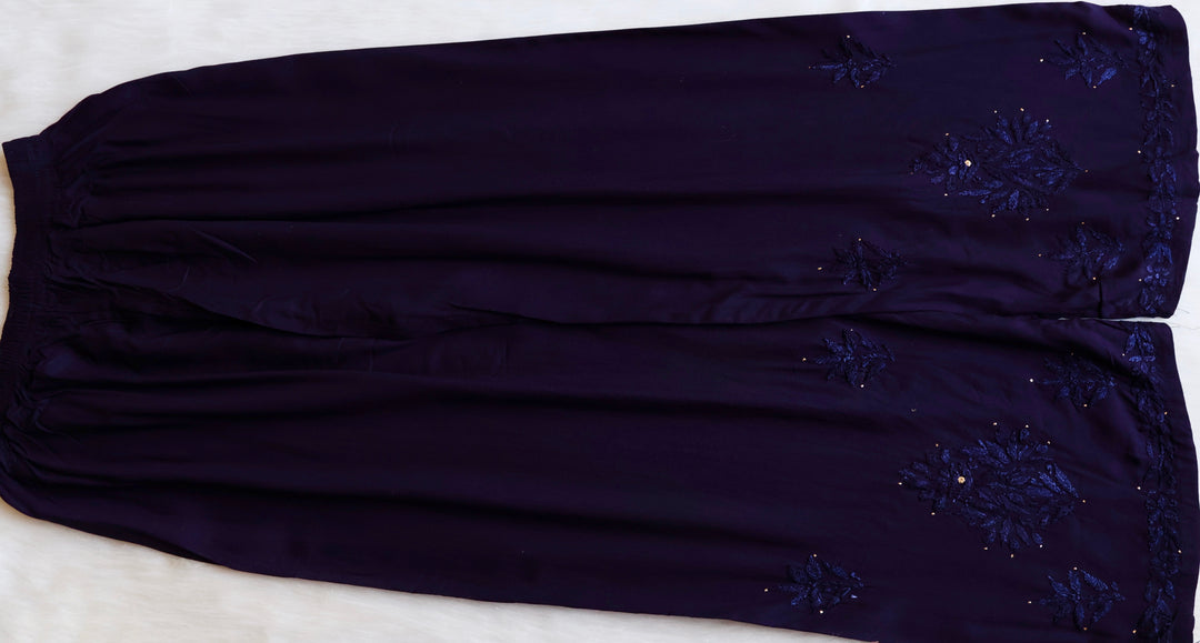Naira Navy Blue Rayon Mukaish 3 Piece Set