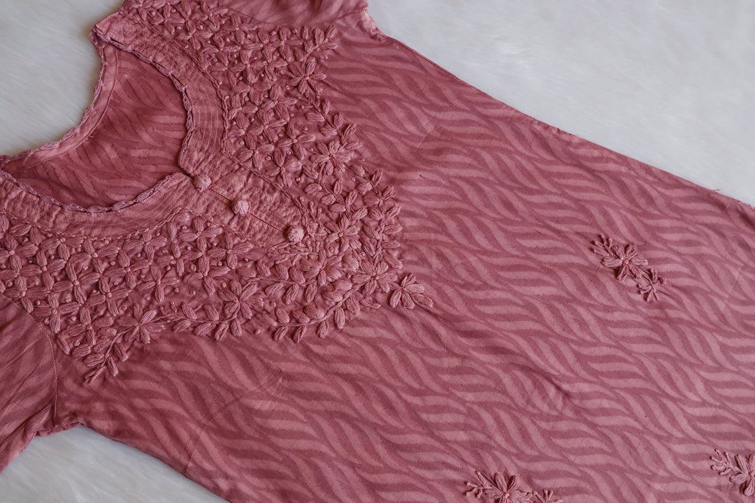 Zaina Dusty Mauve Short Jacquard Cotton kurta