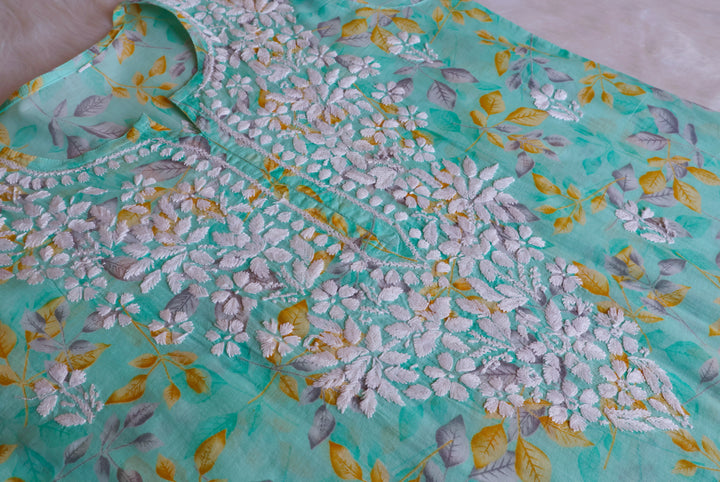 Ayra Mint Green Pure Mulmul set