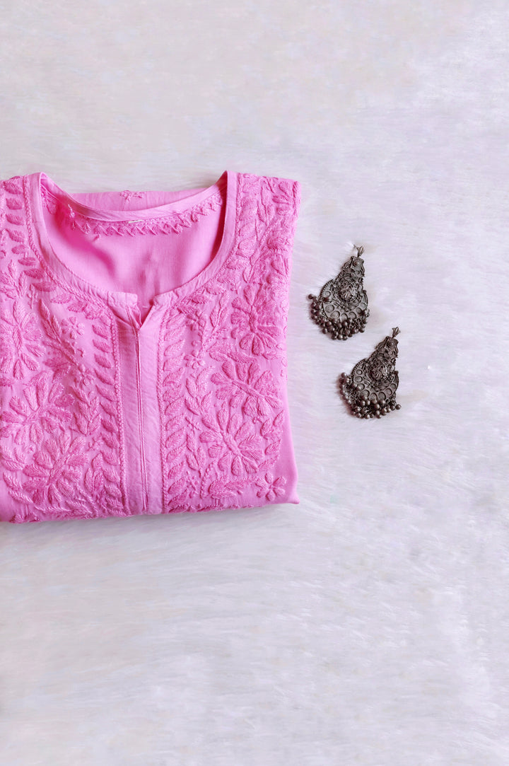 Amirah Baby Pink Ombre Long Rayon Kurta