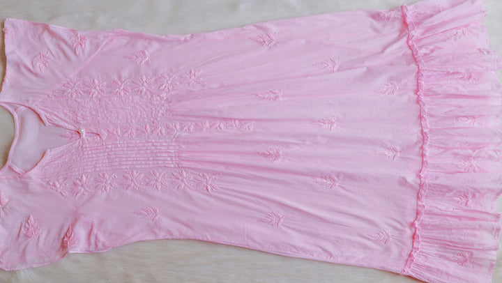 Noor Baby Pink Pure Cotton Midi Dress