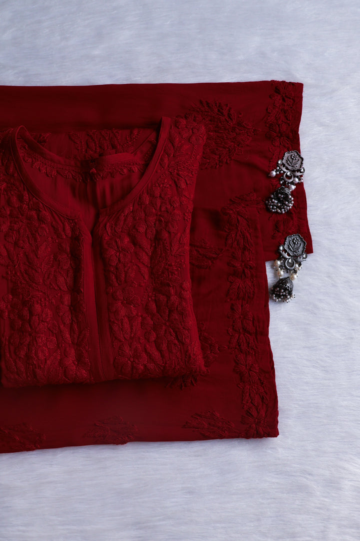Anam Maroon Modal Ombre Kurta Pant set