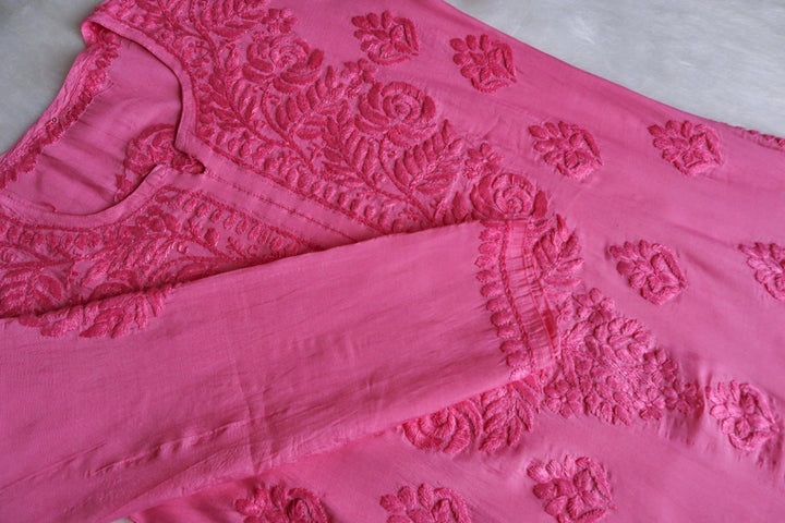 Zenara Pink Chanderi Kurta