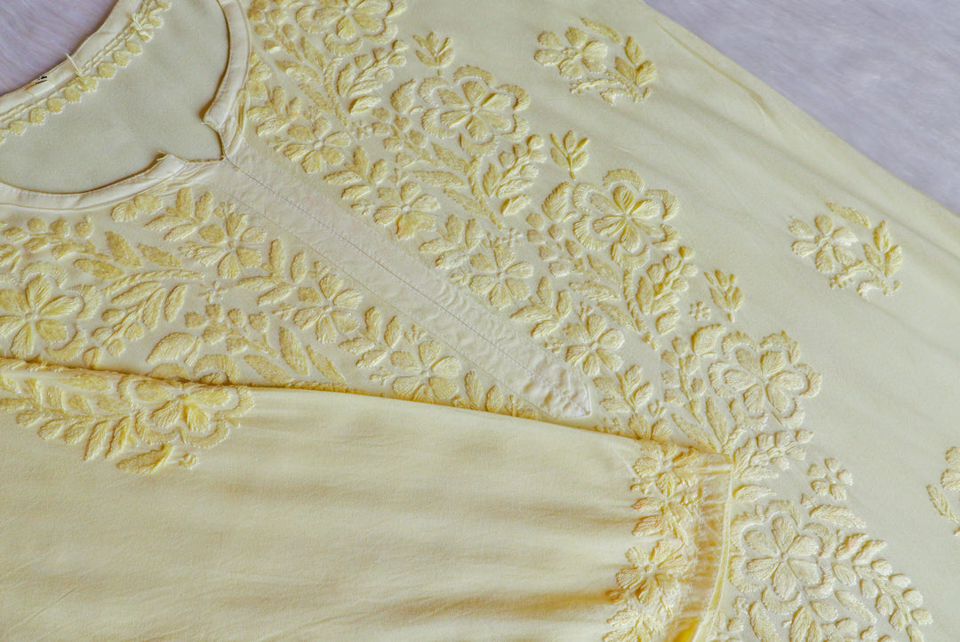 Sanam Butter Yellow Ombre Long Rayon Kurta