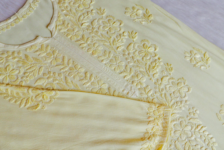 Sanam Butter Yellow Ombre Long Rayon Kurta