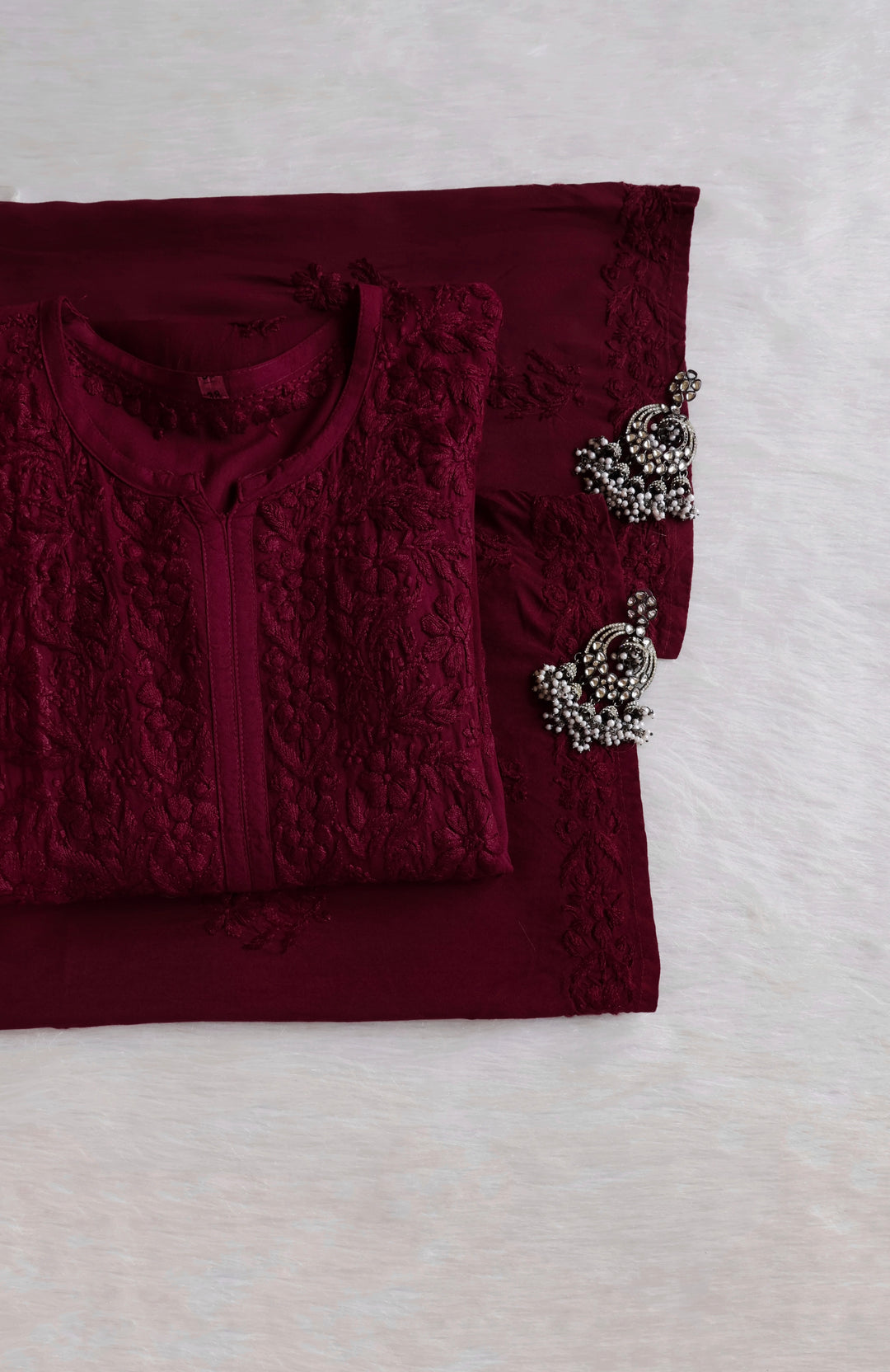 Farhaa Maroon 2 piece Rayon set