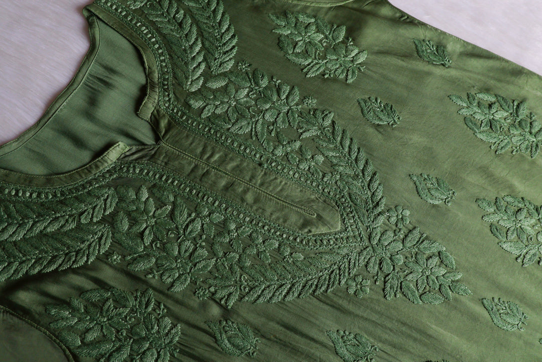 Mehr Olive Green Modal Silk short top