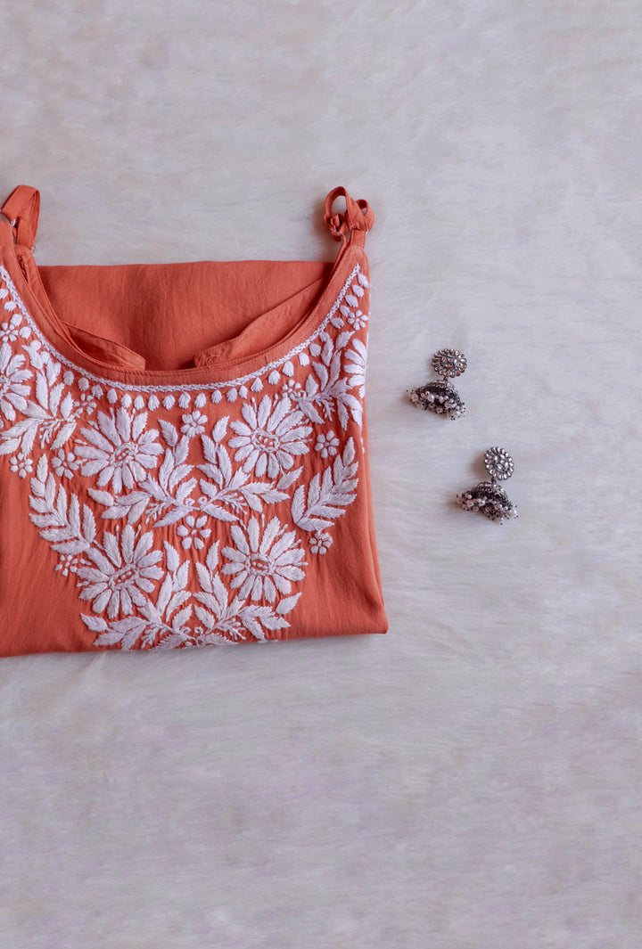 Farhaa Rust Short Sleeveless Kurta