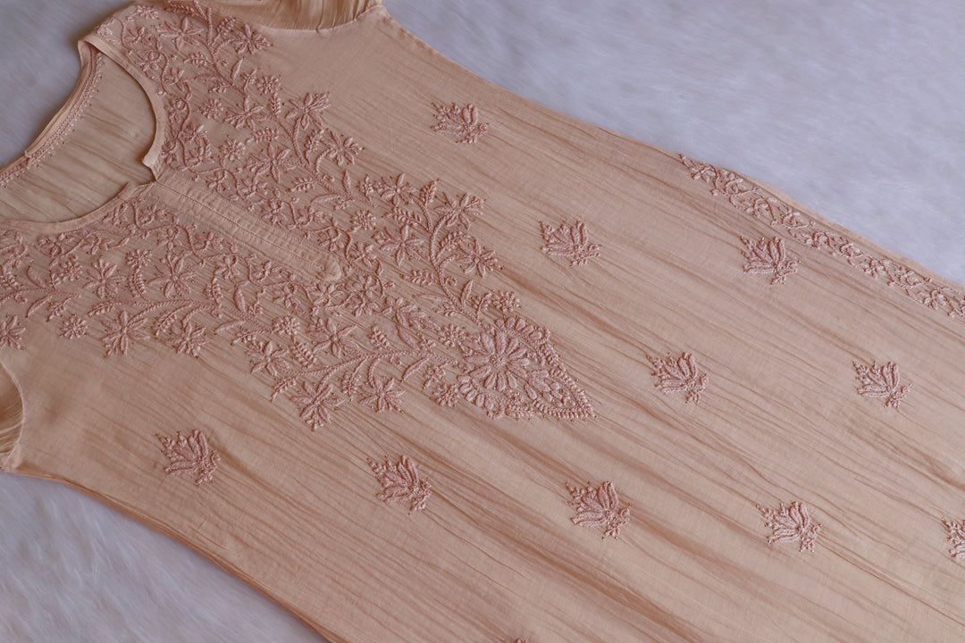 Naqsh Beige Pure Chanderi Mulmul Set