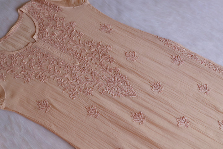 Naqsh Beige Pure Chanderi Mulmul Set