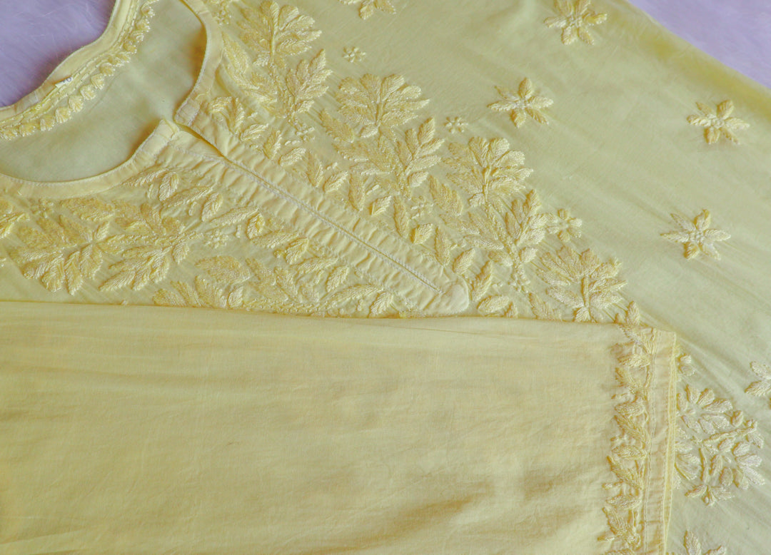 Zaira Pastel Yellow Pure Cotton Kurta