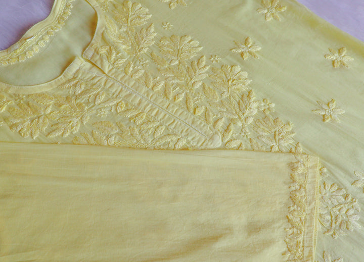 Zaira Pastel Yellow Pure Cotton Kurta