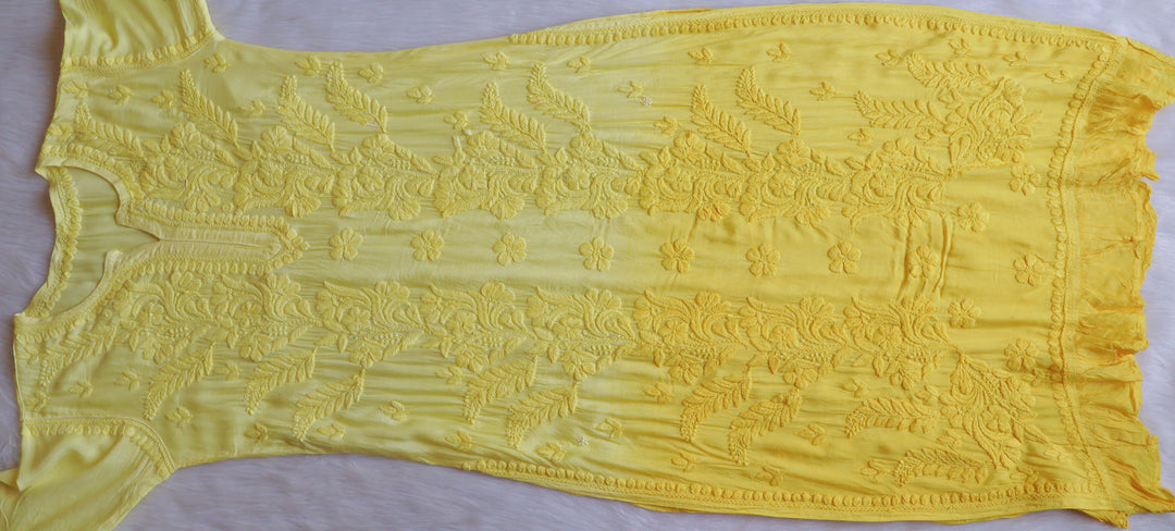 Yalina Yellow Pure Muslin Kurta - Noor Chikankari