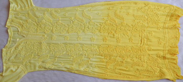 Yalina Yellow Pure Muslin Kurta - Noor Chikankari