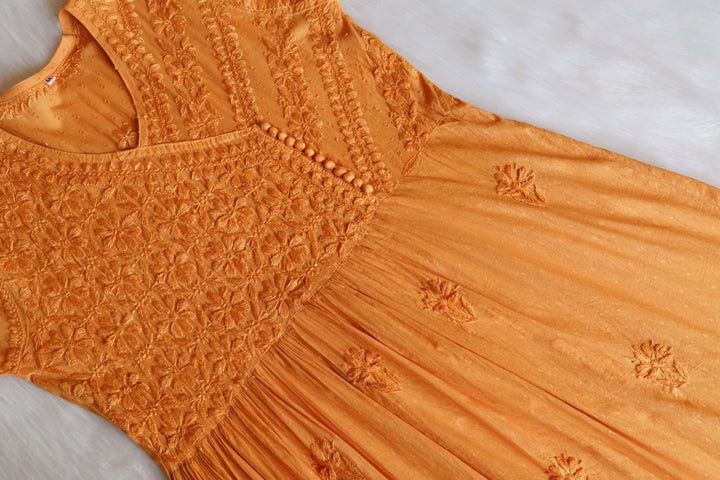 Nazakat Mustard Pure Cotton Angarakha Dress