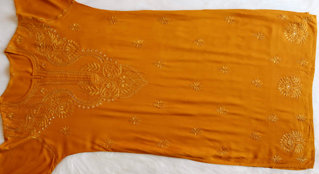 Naida Golden Brown 2 piece Rayon Mukaish set