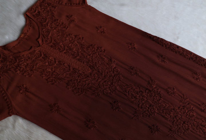Sarah Chocolate Brown Long Ombre Rayon Kurta