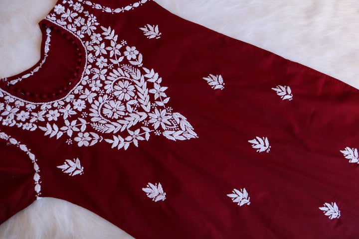 Layla Maroon Cotton Kurta