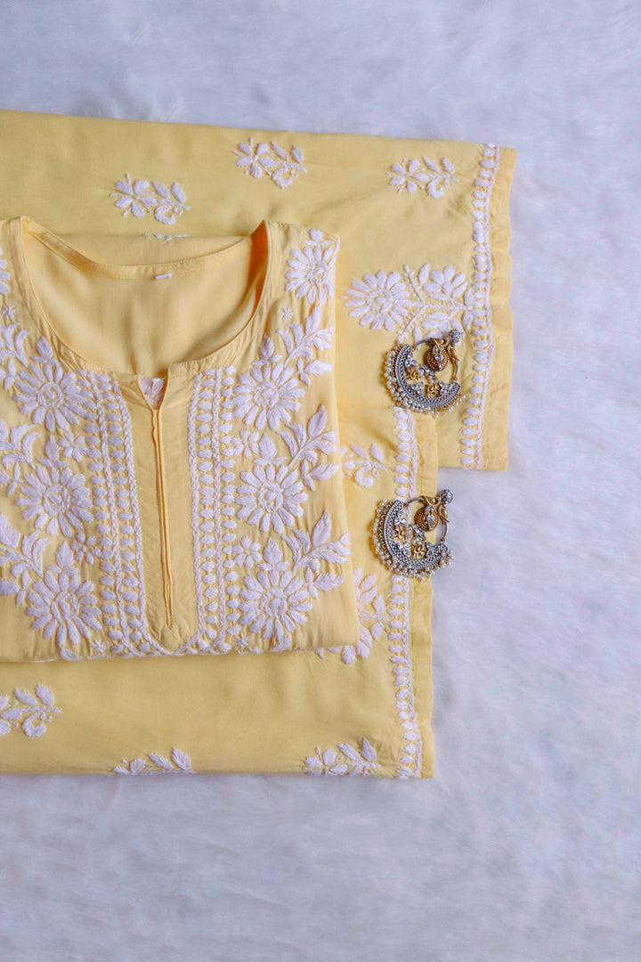 Gul Pastel Yellow Rayon Kurta Pant set