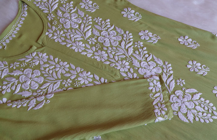 Benafsha Lime Green Rayon Kurta Pant set