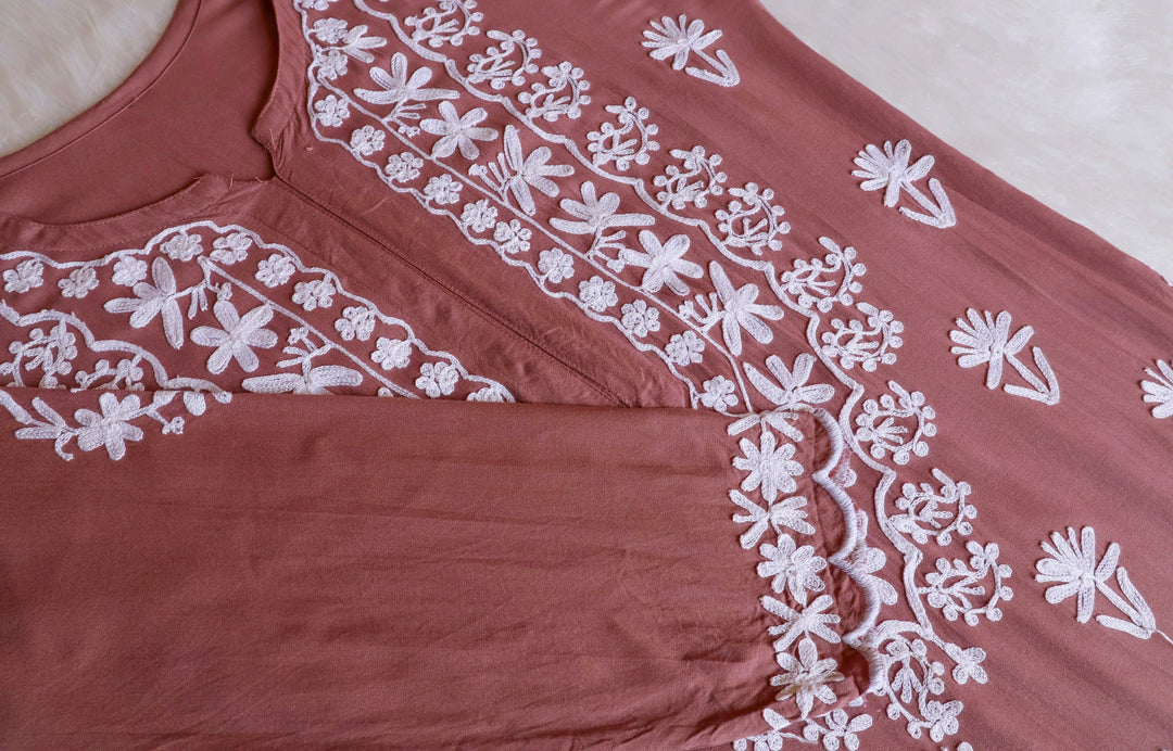 Mira Rose Brown Rayon Kurta Pant set