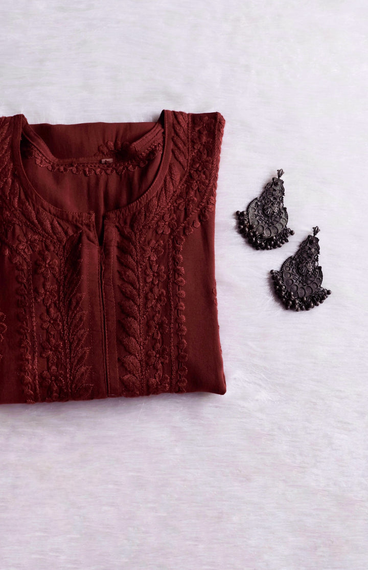 Alina Chocolate Brown Long Rayon Kurta