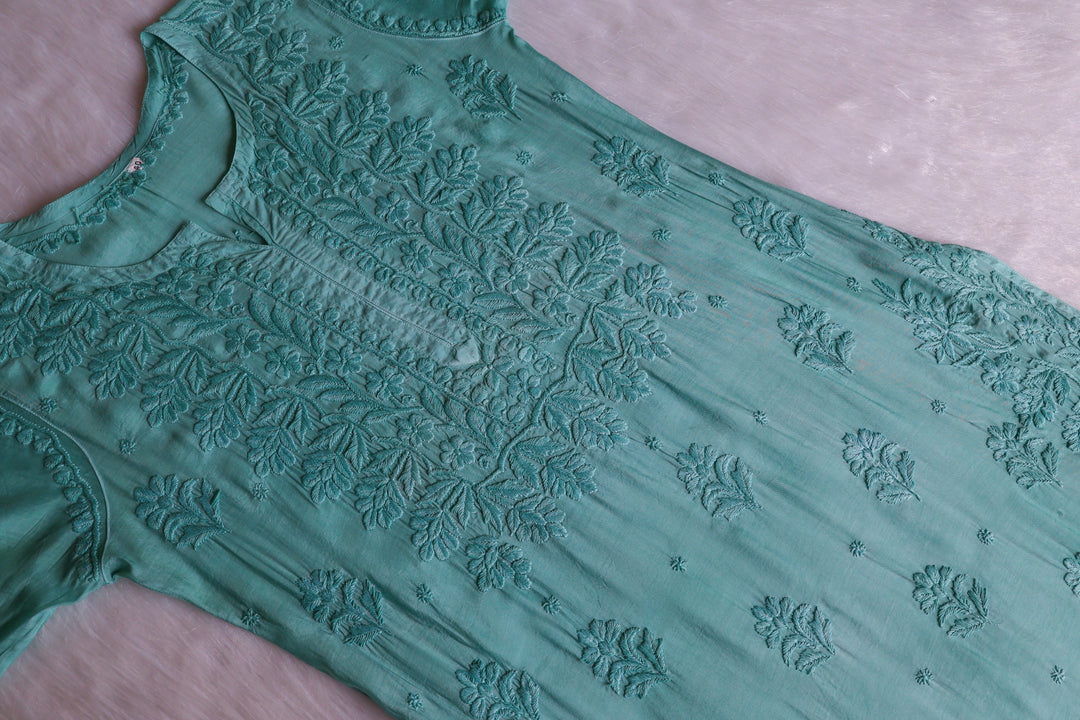 MehrNaaz Sea Blue Pure Muslin Kurta