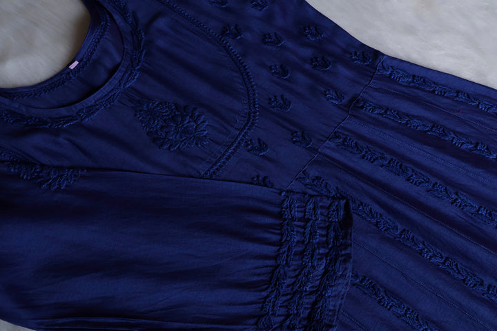 Naqsh Royal Blue Pure Chanderi Silk Anarkali